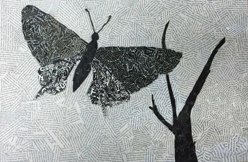 butterfly and a tree presented by visual art student